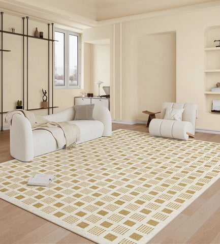 Dining Room Modern Floor Carpets, Modern Rug Ideas for Bedroom, Chequer Modern Rugs for Living Room, Contemporary Soft Rugs Next to Bed-Paintingforhome