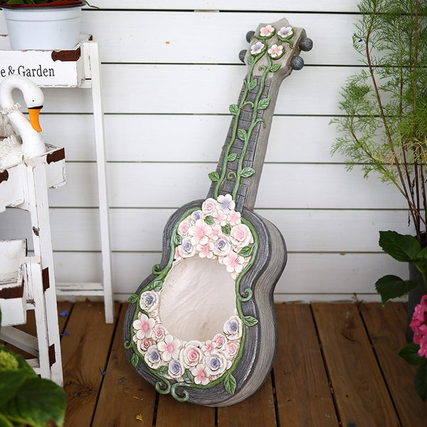 Unique Guitar Flowerpot for Garden Ornaments, Modern Garden Flower Pot, Beautiful Guitar Flowerpot, Villa Outdoor Decor Gardening Ideas-Paintingforhome