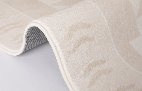 Cream Color Modern Carpets for Living Room, Thick Contemporary Rugs for Bedroom, Modern Rugs for Dining Room, Mid Century Modern Rugs Next to Bed-Paintingforhome