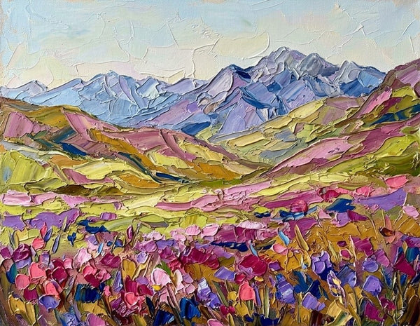 Small Canvas Artwork for Sale, Purple Blossom Wilderness, Original Canvas Paintings, Heavy Texture Art on Canvas, Buy Paintings Online