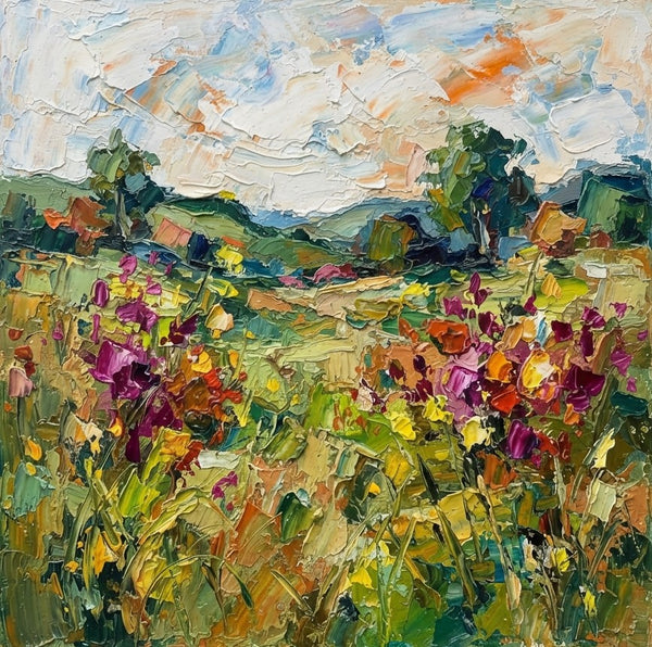 Original Landscape Painting, Abstract Countryside Scenery Painting, Original Small Art, Original Oil Painting, Hand Painted Canvas Art, Impasto Artwork, Palette Knife Paintings