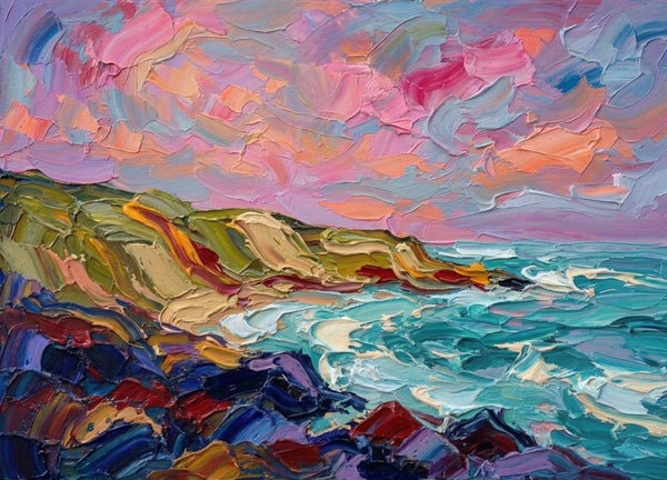 Heavy Texture Artwork, Abstract Seashore Beach Paintings, Impasto Paintings, Original Oil Paintings,  Impasto Canvas Art