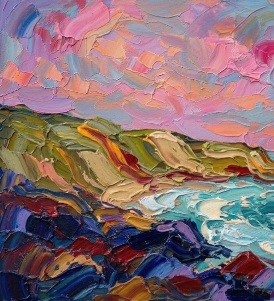 Heavy Texture Artwork, Abstract Seashore Beach Paintings, Impasto Paintings, Original Oil Paintings,  Impasto Canvas Art