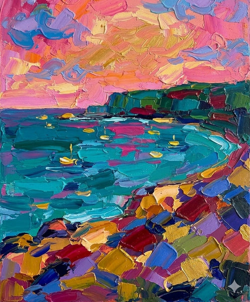 Abstract Seashore Painting, Hand Painted Canvas Art, Impasto Artwork, Original Small Paintings, Palette Knife Paintings, Modern Abstract Painting, Original Abstract Art