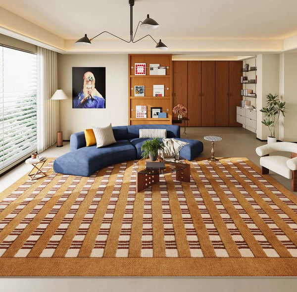 Colorful Modern Rugs for Living Room, Geometric Modern Rugs for Dining Room, Mid Century Modern Rugs, Contemporary Abstract Rugs under Coffee Table-Paintingforhome