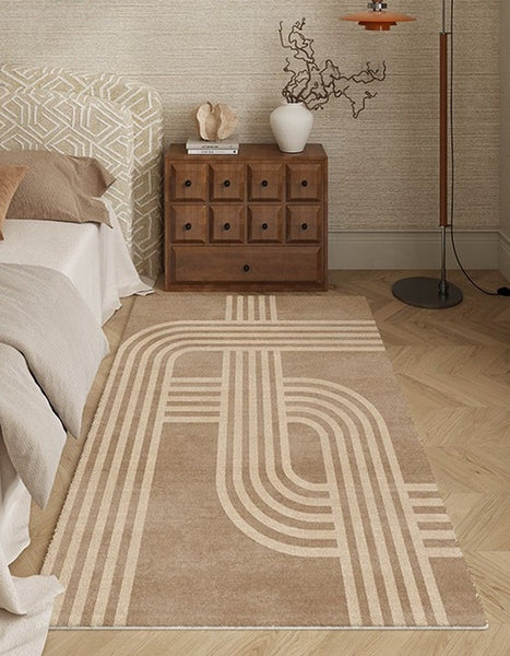 Abstract Modern Rugs for Living Room, Contemporary Modern Rugs Next to Bed, Geometric Modern Rugs under Dining Room Table, Brown Modern Carpets for Office-Paintingforhome