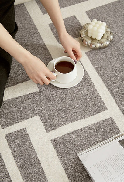 Geometric Modern Rugs for Living Room, Gray Modern Rugs for Bedroom, Contemporary Area Rugs for Dining Room-Paintingforhome