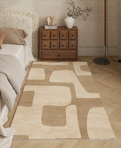 Unique Geometric Modern Rugs under Dining Room Table, Brown Modern Carpets for Office, Abstract Modern Rugs for Living Room, Contemporary Modern Rugs Next to Bed-Paintingforhome