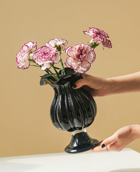 Mid Century Glass Vases, Handmade Modern Vases for Living Room, Modern Glass Vase for Flowers, Unique Decorative Glass Vase, Centerpiece Contemporary Vases on Table-Paintingforhome