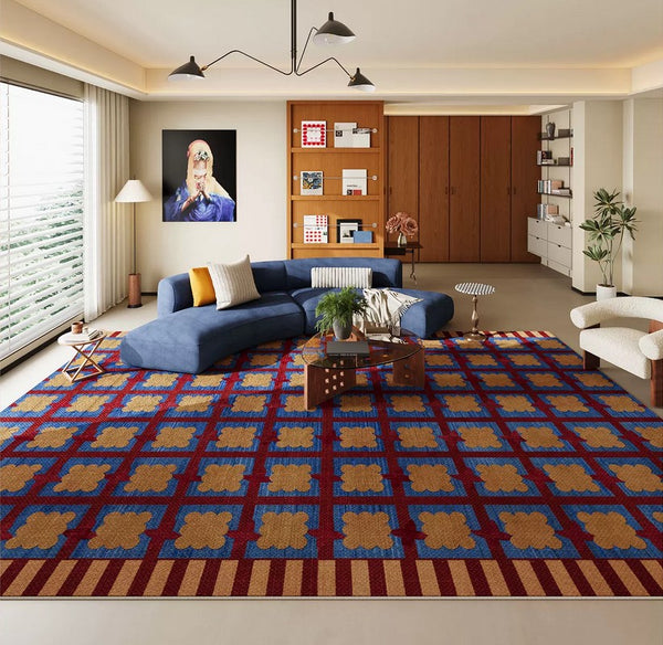 Colorful Modern Rugs for Living Room, Geometric Modern Rugs for Dining Room, Mid Century Modern Rugs, Contemporary Abstract Rugs under Coffee Table-Paintingforhome