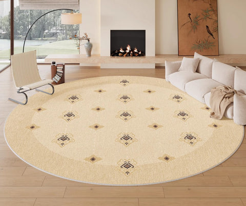 Bedroom Modern Round Rugs, Modern Rug Ideas for Living Room, Dining Room Contemporary Round Rugs, Circular Modern Rugs under Chairs-Paintingforhome