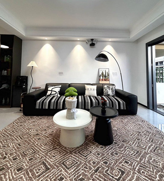 Brown Modern Rug Ideas for Bedroom, Large Modern Rugs for Living Room, Abstract Geometric Modern Rugs, Modern Rugs for Dining Room-Paintingforhome