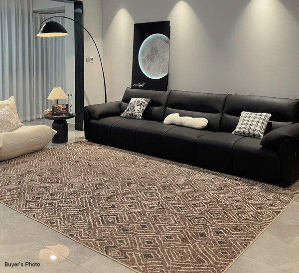 Brown Modern Rug Ideas for Bedroom, Large Modern Rugs for Living Room, Abstract Geometric Modern Rugs, Modern Rugs for Dining Room-Paintingforhome