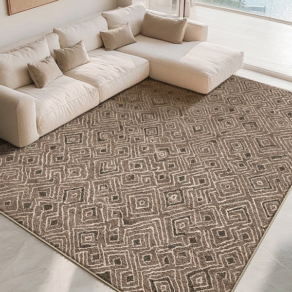 Large Modern Rugs for Living Room, Brown Modern Rug Ideas for Bedroom, Abstract Geometric Modern Rugs, Modern Rugs for Dining Room-Paintingforhome