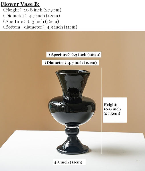 Mid Century Glass Vases, Handmade Modern Vases for Living Room, Modern Glass Vase for Flowers, Unique Decorative Glass Vase, Centerpiece Contemporary Vases on Table-Paintingforhome