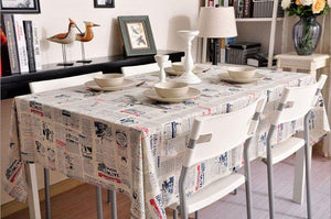 Newspaper Tablecloth, Blue NEWS LETTER Table Linen Wedding Home Decor Dining Kitchen Table Cloth-Paintingforhome