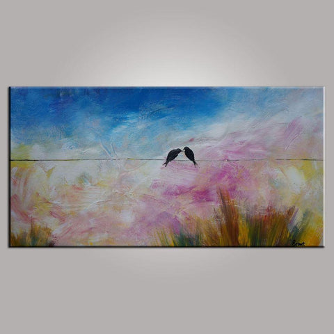 Love Birds Painting, Art for Sale, Abstract Art Painting, Bedroom Wall Art, Canvas Art-Paintingforhome