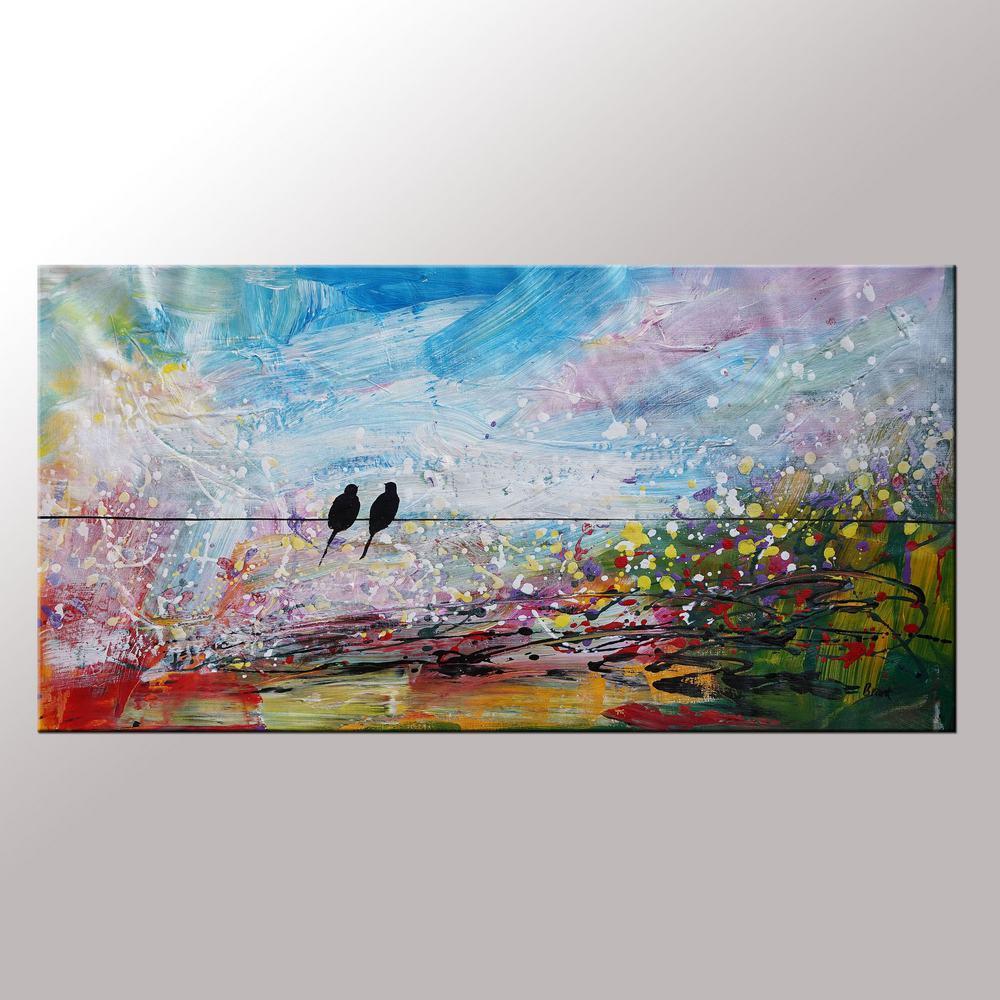 Love Birds Painting, Art for Sale, Abstract Wall Art, Modern Art, Contemporary Painting, Abstract Painting, Bedroom Wall Art, Canvas Art Painting-Paintingforhome