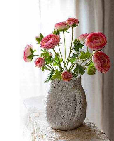 Ranunculus Asiaticus Flowers, Simple Modern Floral Arrangement Ideas for Home Decoration, Spring Artificial Floral for Dining Room, Bedroom Flower Arrangement Ideas-Paintingforhome