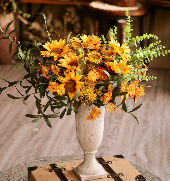 Large Bunch of Yellow Sunflowers, Unique Floral Arrangement for Home Decoration, Table Centerpiece, Real Touch Artificial Flowers for Living Room-Paintingforhome