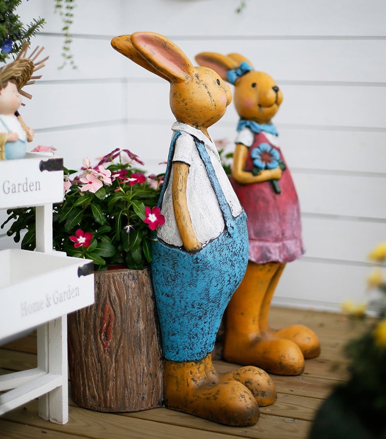 Large Rabbit Statues, Rabbit Flowerpots, Animal Statue for Garden Orna ...