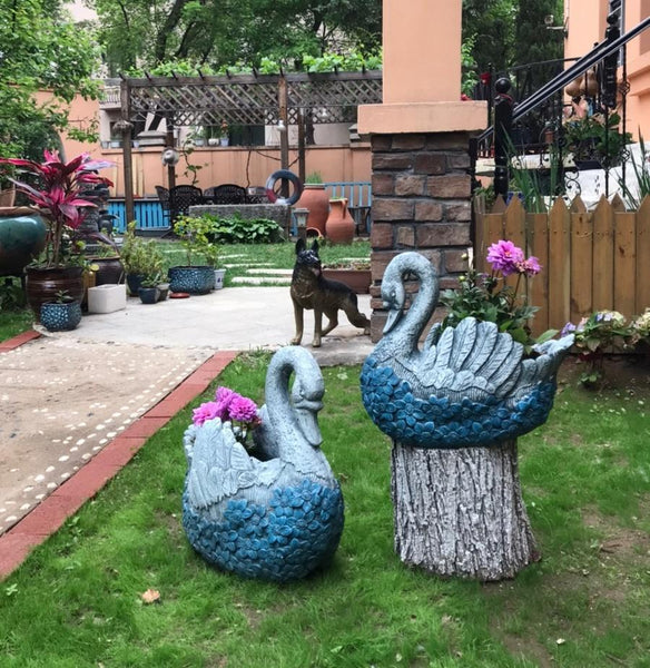 Large Swan Statue for Garden, Swan Flower Pot, Animal Statue for Garden Courtyard Ornament, Villa Outdoor Decor Gardening Ideas-Paintingforhome
