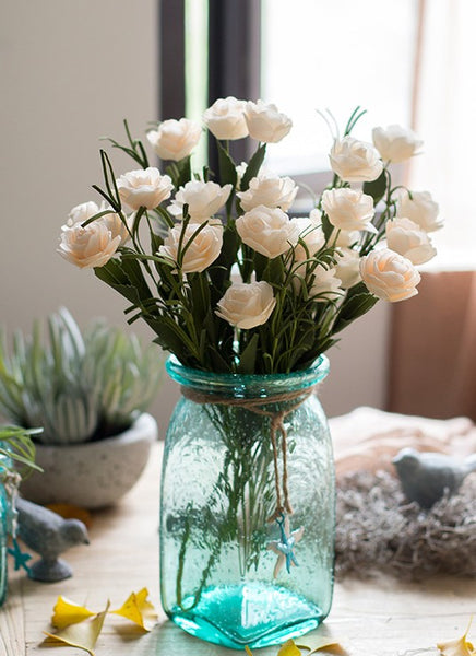Flower Arrangement Ideas for Living Room, White Camellia Flowers, Modern Artificial Flowers for Home Decoration, Simple Artificial Floral for Bedroom-Paintingforhome