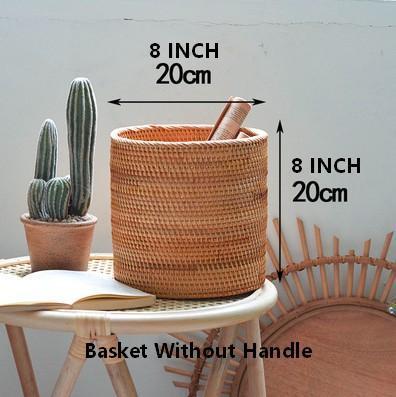 Small Rattan Storage Basket, Round Storage Basket, Woven Storage Basket, Kitchen Storage Baskets-Paintingforhome