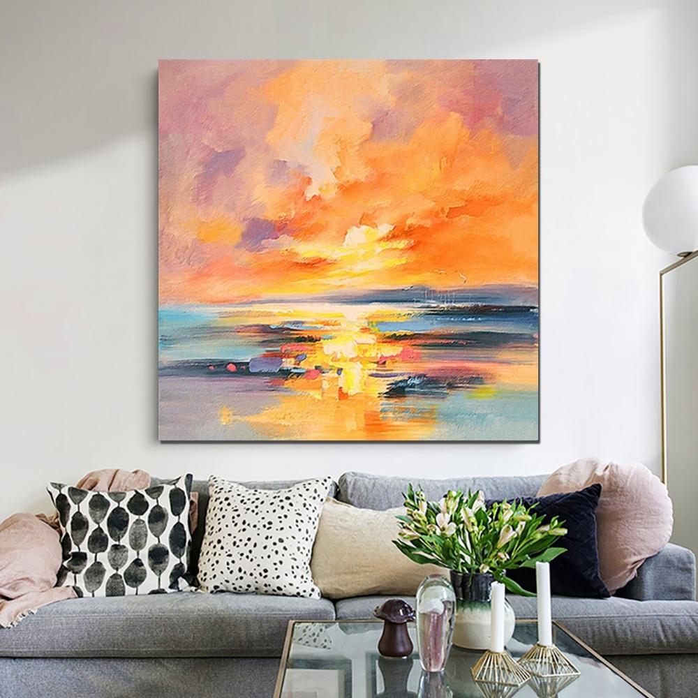 Abstract Landscape Painting, Sunrise Painting, Large Landscape Painting for Living Room, Hand Painted Art, Bedroom Wall Art Ideas, Modern Paintings for Dining Room-Paintingforhome
