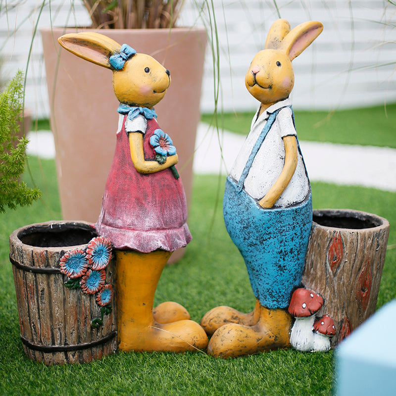 Large Rabbit Statues, Rabbit Flowerpots, Animal Statue for Garden Orna