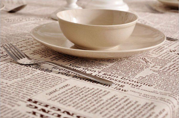 NEWS LETTER - Black White Tablecloth, Table Linen Wedding Home Decor Dining Kitchen-Paintingforhome