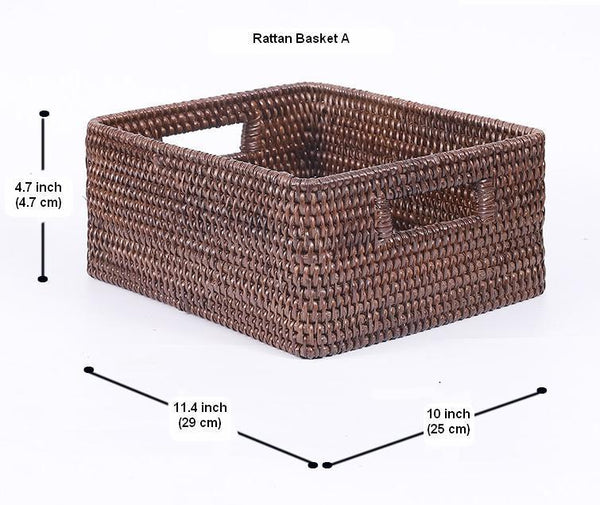 Storage Baskets for Clothes, Rectangular Storage Baskets, Large Brown Woven Storage Baskets, Storage Baskets for Shelves-Paintingforhome