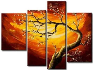 Tree of Life Painting, 4 Piece Canvas Art, Tree Paintings, Oil Painting for Sale, Bedroom Canvas Painting, Acrylic Painting on Canvas-Paintingforhome