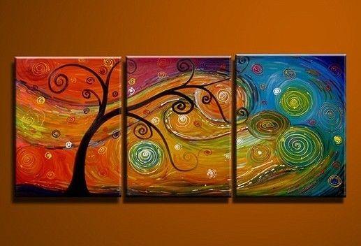 Tree of Life Painting, Abstract Art Painting, 3 Piece Canvas Art, Canvas Painting, Large Group Painting-Paintingforhome