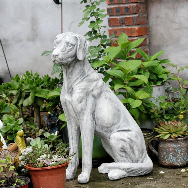 Large Dog Statue for Garden, Sitting Dog Statues, Pet Statue for Garden Courtyard Ornament, Villa Outdoor Decor Gardening Ideas-Paintingforhome