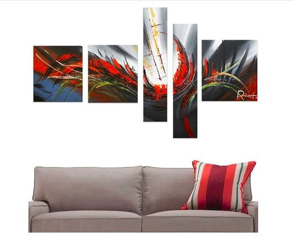 Abstract Canvas Painting, Simple Acrylic Art, 5 Piece Wall Painting, Canvas Painting for Living Room, Contemporary Modern Art-Paintingforhome
