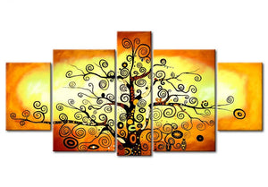5 Piece Canvas Paintings, Tree of Life Painting, Abstract Acrylic Painting, Large Painting for Living Room, Acrylic Painting on Canvas-Paintingforhome
