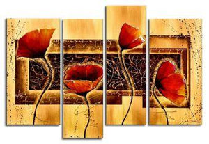Flower Abstract Painting, Large Acrylic Painting, Flower Abstract Painting, Bedroom Wall Paintings, Heavy Texture Paintings-Paintingforhome
