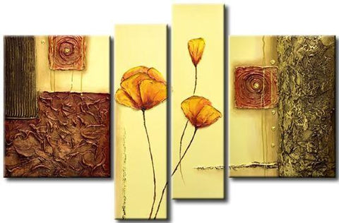 Flower Abstract Painting, Large Acrylic Painting on Canvas, Abstract Flower Painting, Dining Room Wall Art Paintings-Paintingforhome