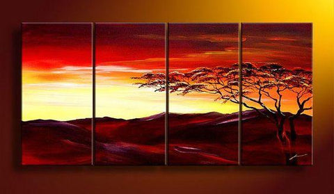Landscape Canvas Paintings, Sunset Tree Painting, Extra Large Wall Art for Living Room, Hand Painted Wall Art, Canvas Painting for Sale-Paintingforhome