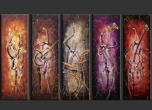 5 Piece Abstract Painting, Musician Painting, Music Painting, Acrylic Canvas Painting, Modern Paintings for Living Room-Paintingforhome
