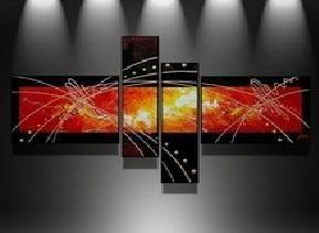 Black and Red Canvas Art Painting, Abstract Acrylic Art, 4 Piece Wall Art Paintings, Living Room Modern Paintings, Buy Painting Online-Paintingforhome