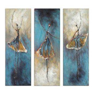 Ballet Dancers Painting, Bedroom Canvas Painting, Simple Abstract Painting, Acrylic Painting on Canvas, 3 Piece Wall Art Paintings-Paintingforhome
