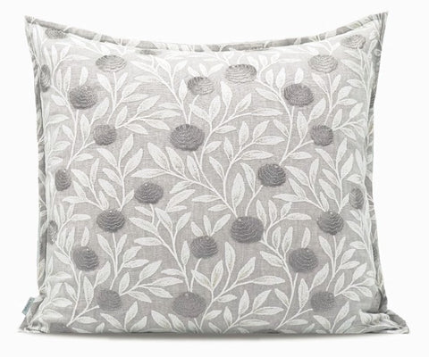 Throw Pillow for Interior Design, Large Cotton Decorative Throw Pillows, Gray Flower Modern Sofa Pillows, Contemporary Square Modern Throw Pillows for Couch-Paintingforhome