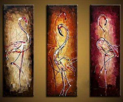 Canvas Painting, Abstract Bird Painting, Abstract Painting, Acrylic Art, 3 Piece Wall Art-Paintingforhome