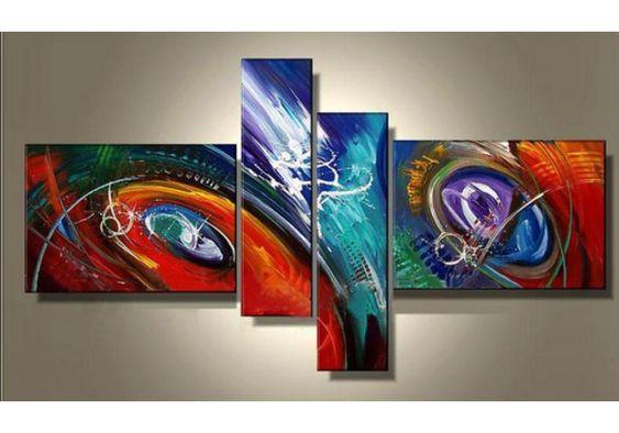 Abstract Canvas Painting, Large Acrylic Painting on Canvas, 4 Piece Abstract Art, Living Room Modern Paintings, Buy Painting Online-Paintingforhome