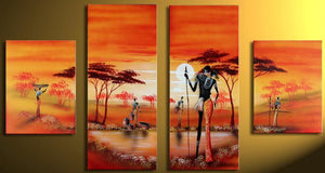 African Painting, Acrylic Wall Art Painting, Living Room Wall Paintings, Hand Painted Canvas Art-Paintingforhome