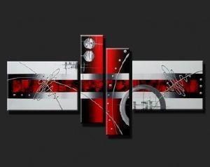 Red Abstract Painting, Large Acrylic Painting on Canvas, 4 Piece Abstract Art, Buy Painting Online, Contemporary Abstract Paintings-Paintingforhome