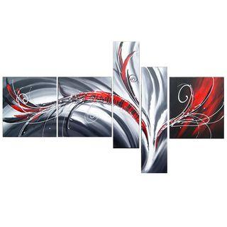 Large Canvas Painting, Abstract Lines, Modern Acrylic Art on Canvas, 5 Piece Wall Art Painting, Living Room Canvas Painting-Paintingforhome