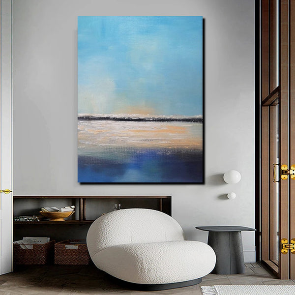 Simple Seascape Painting, Living Room Wall Art Painting, Landscape Canvas Paintings, Extra Large Acrylic Paintings, Bedroom Modern Paintings-Paintingforhome